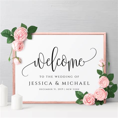 Floral Wedding Reception Sign LSS24 Rustic Wedding Welcome Sign ...