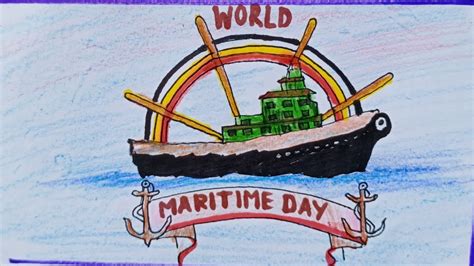 World Maritime Day poster drawing || World Maritime Day Drawing easy ...