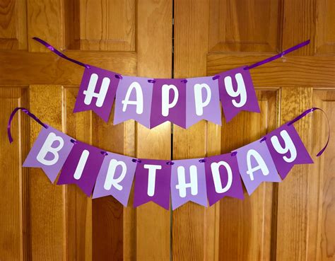 Purple Happy Birthday Banner Birthday Decorations Birthday Banner Dark ...