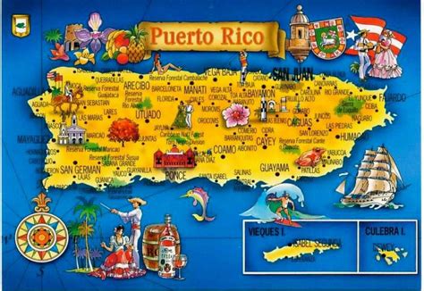 This is a pictorial map of Puerto Rico. Doesn't it look like a fun ...