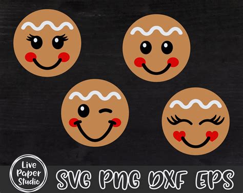 Gingerbread Face Svg Bundle Christmas SVG Gingerbread Man - Etsy