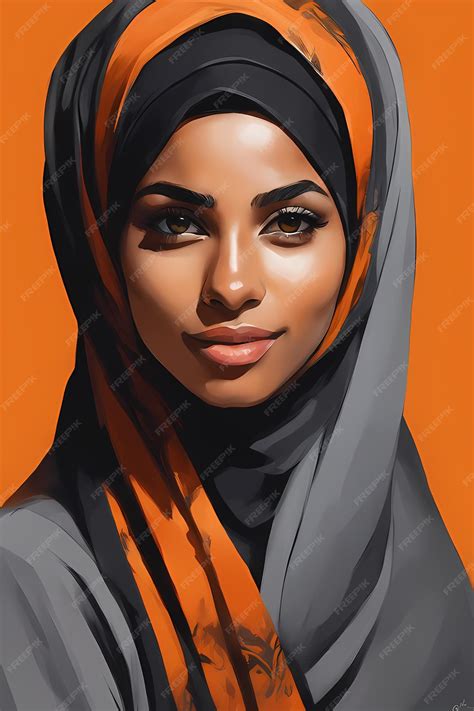 Premium AI Image | Woman Wearing Hijab Digital Painting Sample