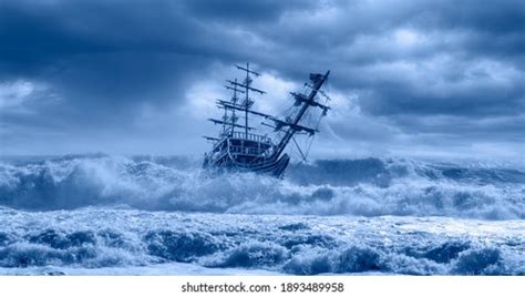 Ship In Storm At Sea