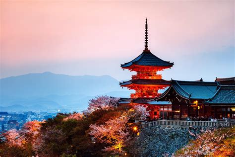 - Kiyomizudera temple at dusk, Kyoto, Japan | Royalty Free Image