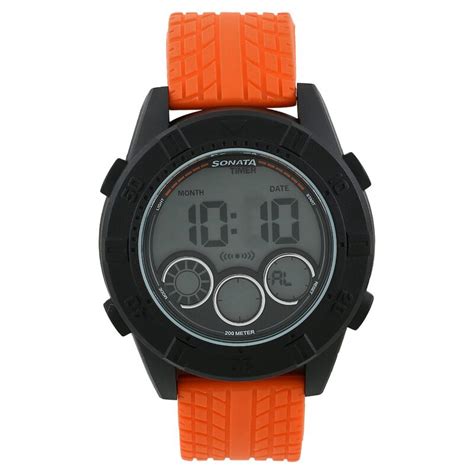 Buy Online SF Digital Dial Orange Plastic Strap Watch for Men ...