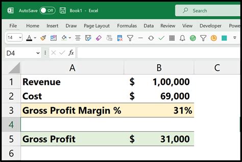 How to Gross Profit (Margin and Ratio) in Excel (Formula)