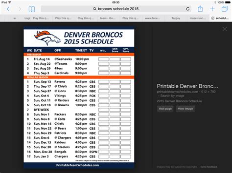 Broncos Printable Schedule 2023