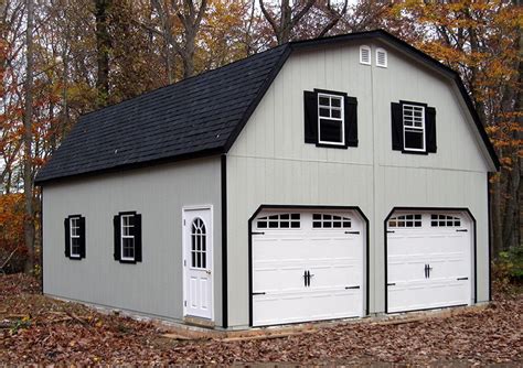 24x30 2-car garage with gambrel (barn-style) roof. Built by Horizon ...