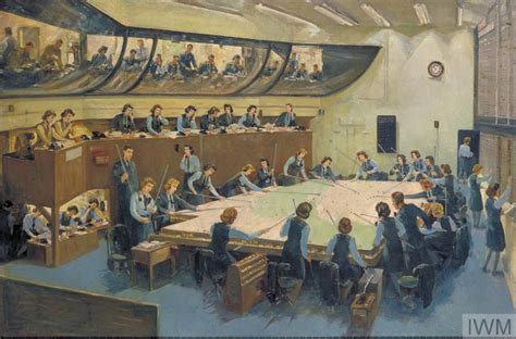 No 11 Fighter Group's Operations Room, Uxbridge (Art.IWM ART LD 4140)