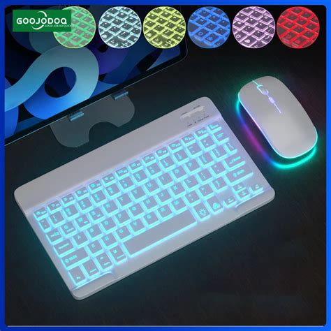 Jual GOOJODOQ 10 Inch Backlit Backlight Wireless Keyboard LED Colorful ...