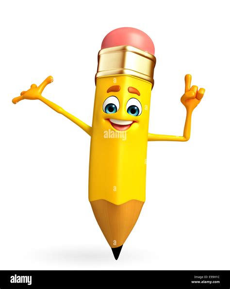 Cartoon Character of pencil is pointing Stock Photo - Alamy