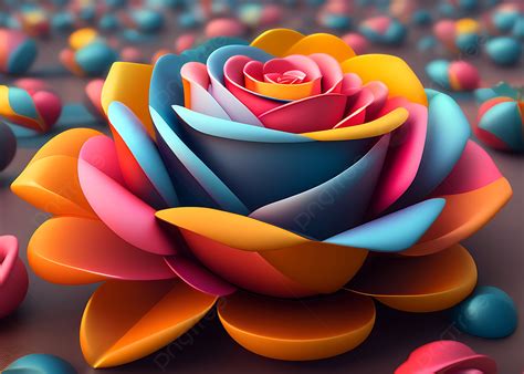 Rose 3d Flowers Rendering Generative Ai Art Background, 3d Flowers ...