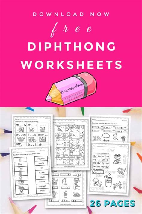 Diphthong Worksheets - Free Word Work