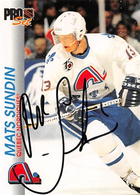 Mats Sundin autographed Hockey Card (Quebec Nordiques, FT) 1992 Pro Set ...