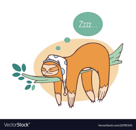 Adorable sloth sleeping on branch lazy wild Vector Image