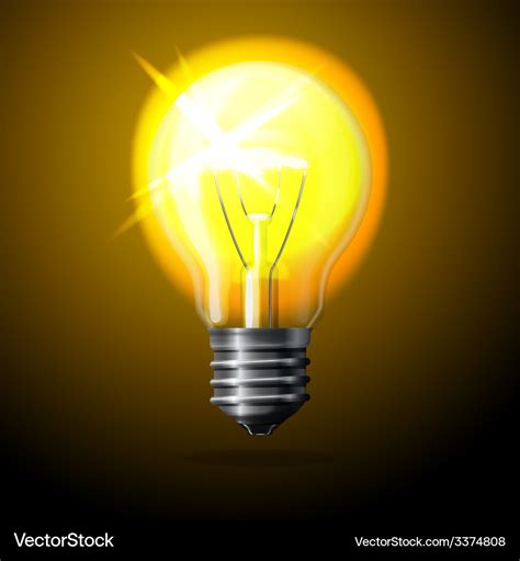 Realistic glowing light bulb on dark background Vector Image