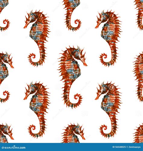 Watercolor Seahorse Pattern Stock Vector - Illustration of consecutive ...