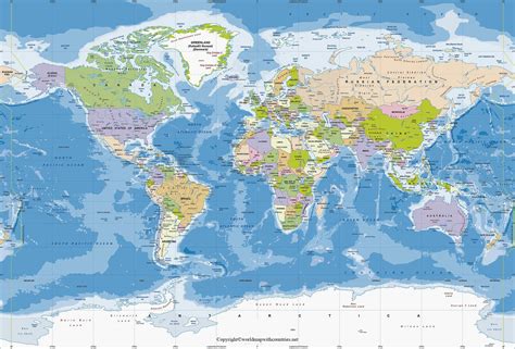 free printable world map with longitude and latitude - 13 countries on ...