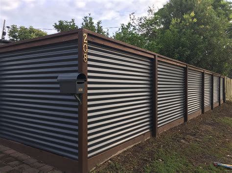 corrugated iron and hardwood fence | Metal fence panels, Corrugated ...