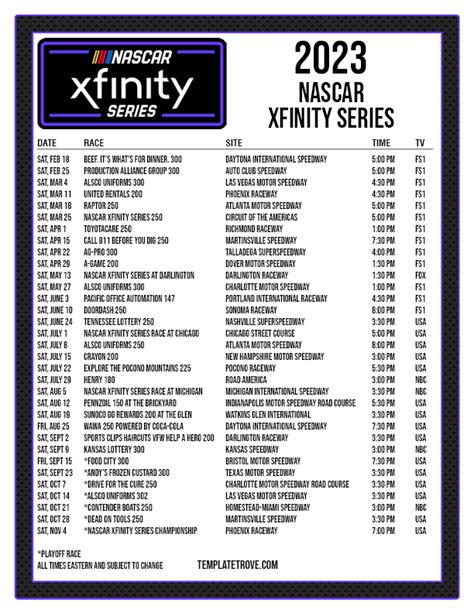 2024 Nascar Schedule Printable Version