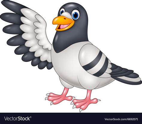 Illustration of Cartoon funny Pigeon bird presenting isolated on white ...