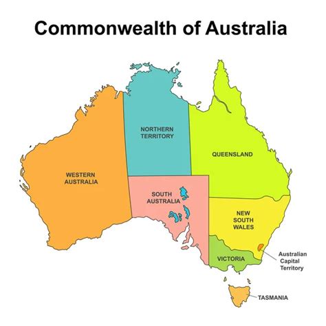 Farbenfrohe Australien-Karte - Vektorgrafik: lizenzfreie Grafiken ...