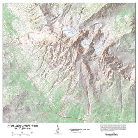 Mount Stuart Climbing Routes Map by Shuksan Geomatics | Avenza Maps