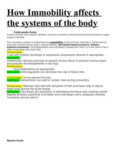 How Immobility affects the systems of the body - How Immobility affects ...