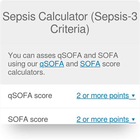 Sofa Sepsis Score Calculator | Awesome Home