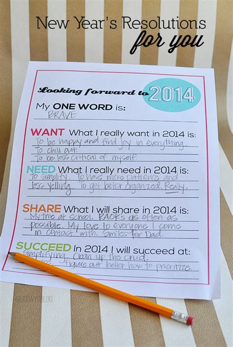 Printable New Years Resolutions for You from 30HandmadeDays New Years ...