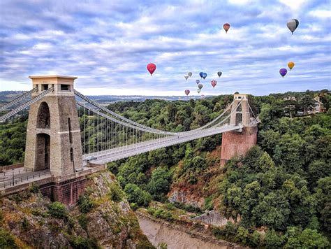 Clifton Suspension Bridge Bristol UK. Built in 1864. It spans 214.05m ...