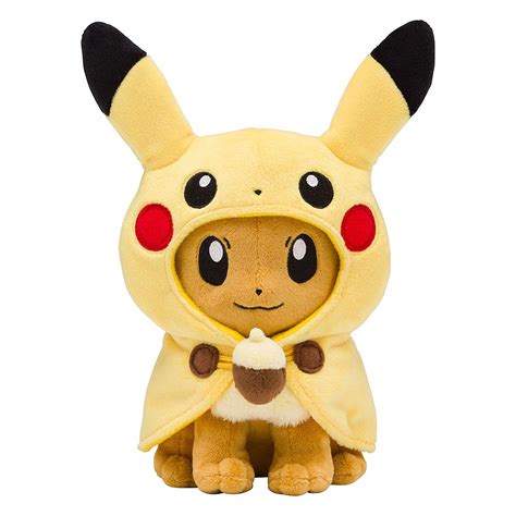 Pokemon Center Eevee Wearing Pikachu Poncho Plush - NintendoSoup