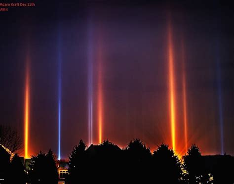 Cold Weather Phenomenon Displaying Beautiful Light Pillars in the Sky ...