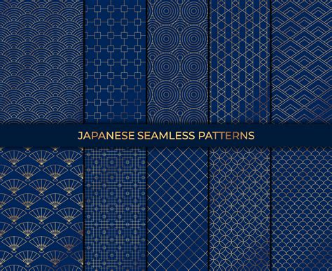 Set of 10 patterns in japanese style. Vector collection of asian ...