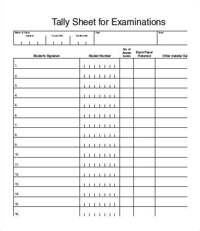 Tally Sheet Template - 13+ Free Word, PDF Documents Download | Free ...