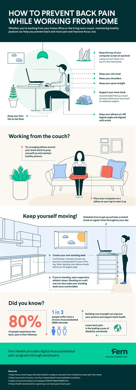 Infographic: How to prevent back pain when working remotely – Fern Health