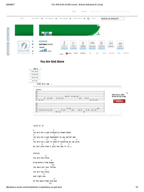 YOU ARE GOD ALONE Chords - William McDowell - E-Chords | PDF | Song ...