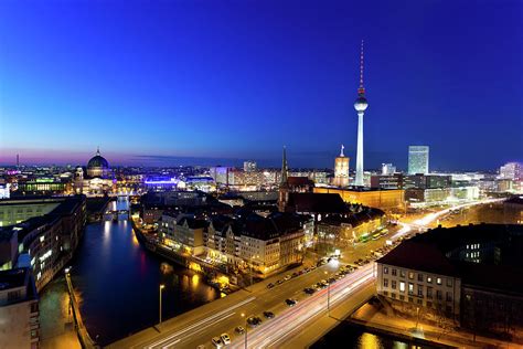 Berlin Skyline At Night by Querbeet