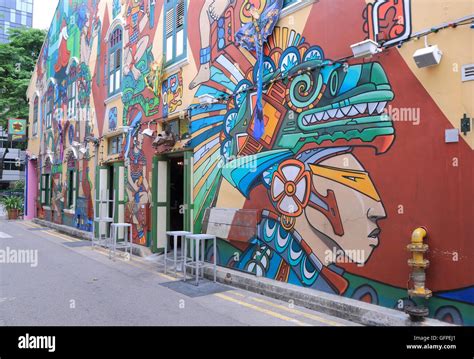 Street art in Haji Lane in Singapore Stock Photo - Alamy