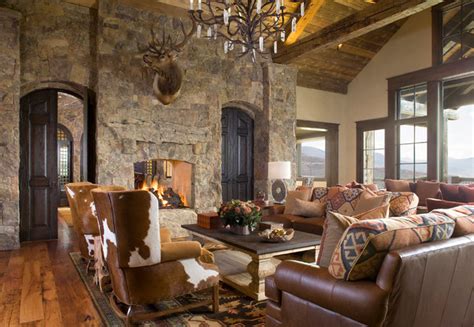 Colorado Ranch Home Rustic Living Room Denver by Design House, Inc ...