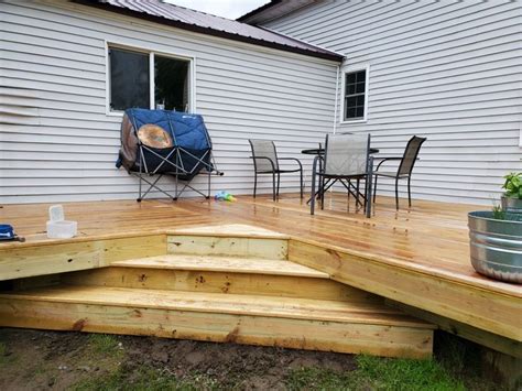 Corner stairs that we built for our deck | Patio deck designs, Patio ...