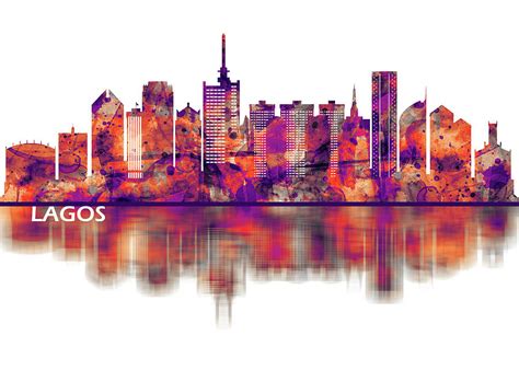 Lagos Nigeria Skyline Mixed Media by NextWay Art - Pixels