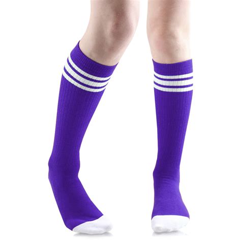 Purple with White Stripes Tube Socks -TS-6