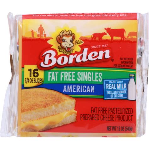 Borden Cheese Slices, Fat Free, American, Singles