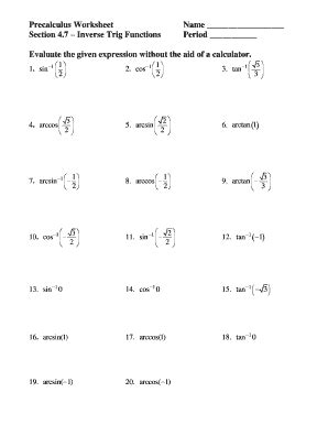 Precalculus Worksheets: Complete with ease | airSlate SignNow