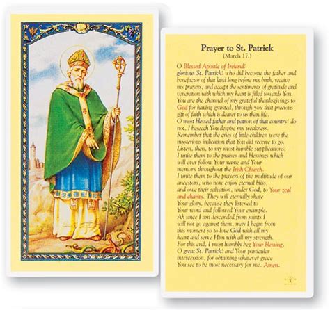 Prayer To St. Patrick Laminated Prayer Cards 25 Pack