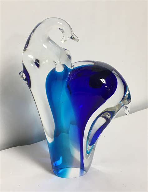 Murano Blue Glass Elephant Figurine, Made in Italy, Hand Blown Glass