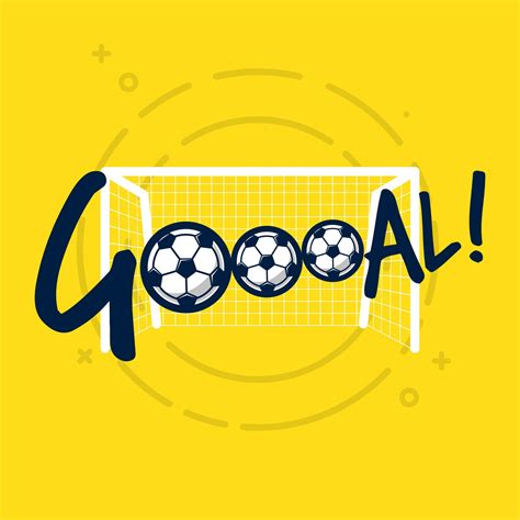 Goal sign for football or soccer game. Flat vector on yellow background ...