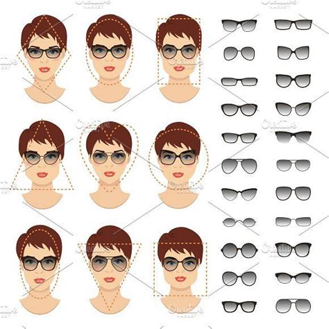 Mujer de las gafas formas. 9 caras. - Gráficos | Glasses for face shape ...