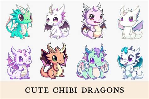 Cute Chibi Dragons Graphic by AnaKaoni · Creative Fabrica